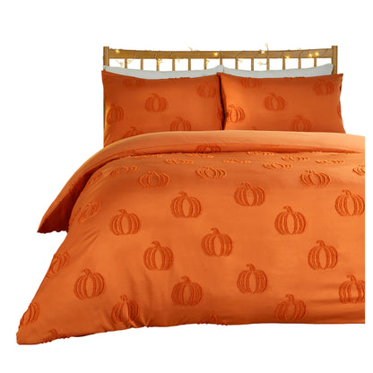 Multicoloured - Front - Duvet Day Pumpkin Fields Reversible Soft Touch Tufted Duvet Cover Set