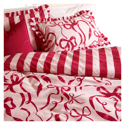 Pink-Red - Lifestyle - Furn Lavieen Bows Reversible Duvet Cover Set