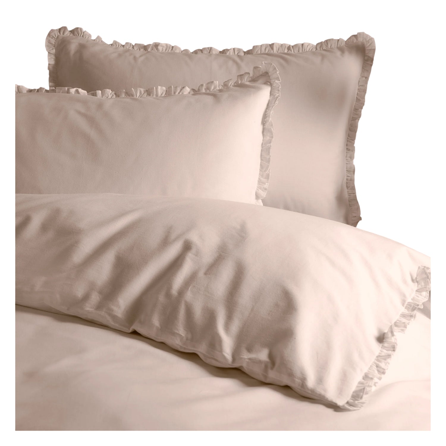 Blush Pink - Back - Wylder Tilly Ruffles Cotton Duvet Cover Set