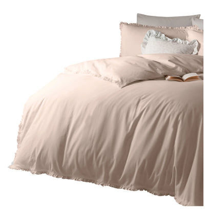 Blush Pink - Side - Wylder Tilly Ruffles Cotton Duvet Cover Set