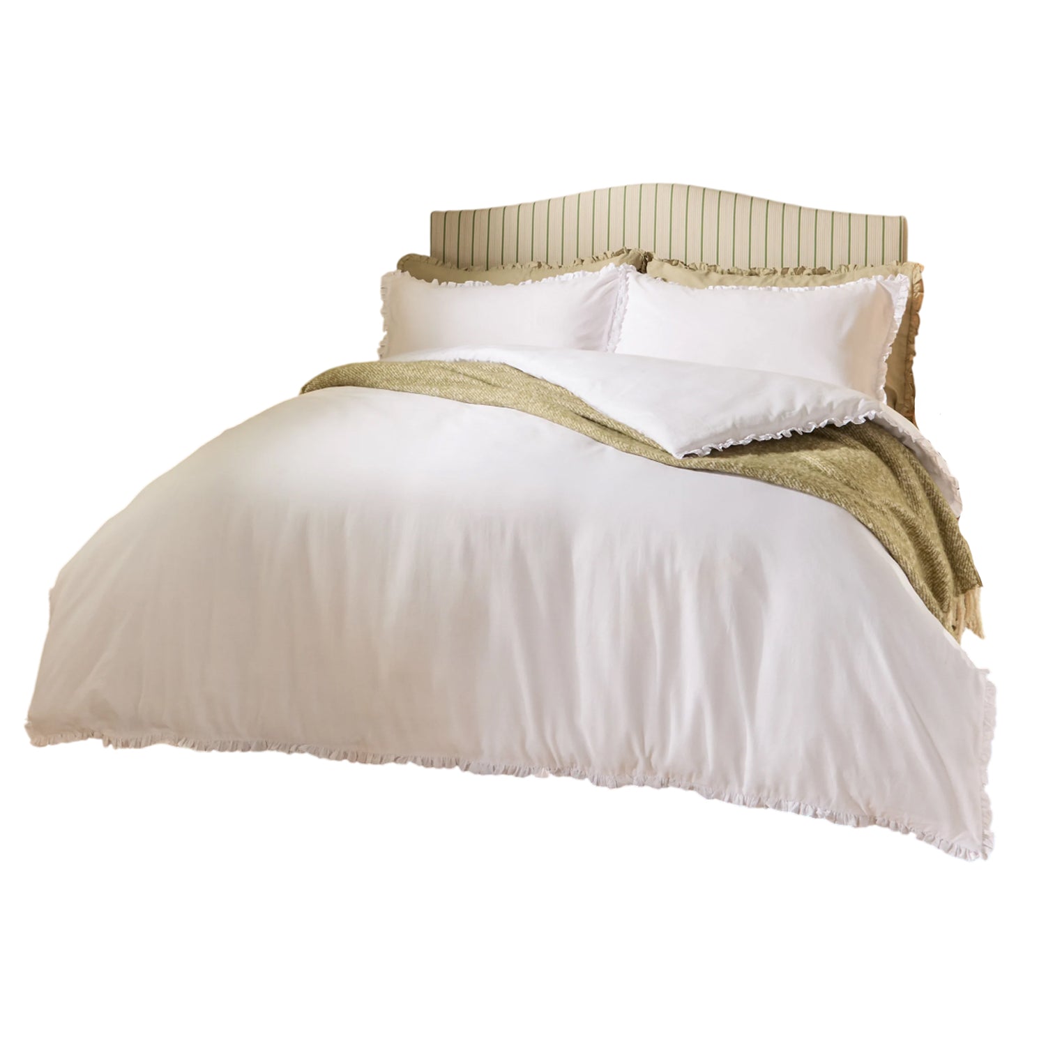 White - Front - Wylder Tilly Ruffles Cotton Duvet Cover Set