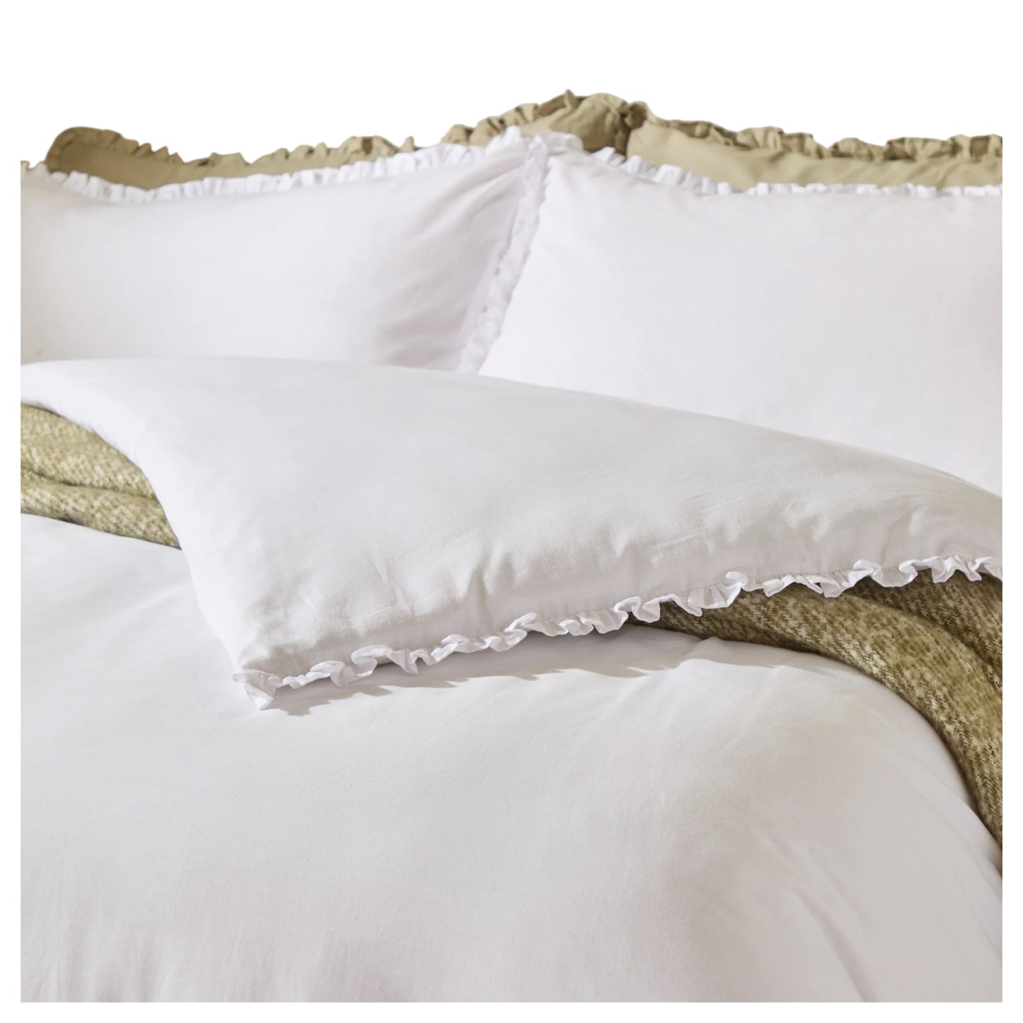 White - Back - Wylder Tilly Ruffles Cotton Duvet Cover Set