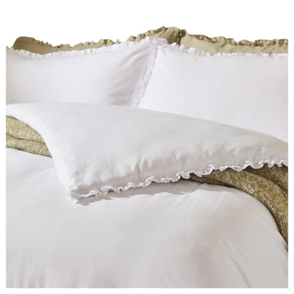 White - Back - Wylder Tilly Ruffles Cotton Duvet Cover Set