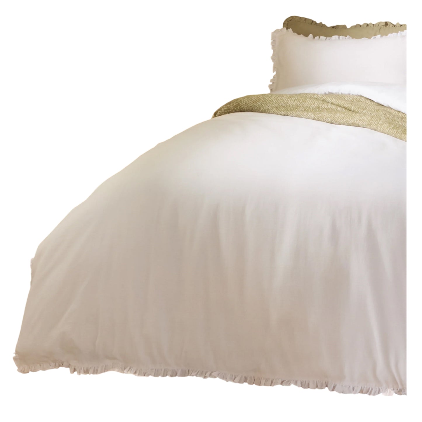 White - Side - Wylder Tilly Ruffles Cotton Duvet Cover Set