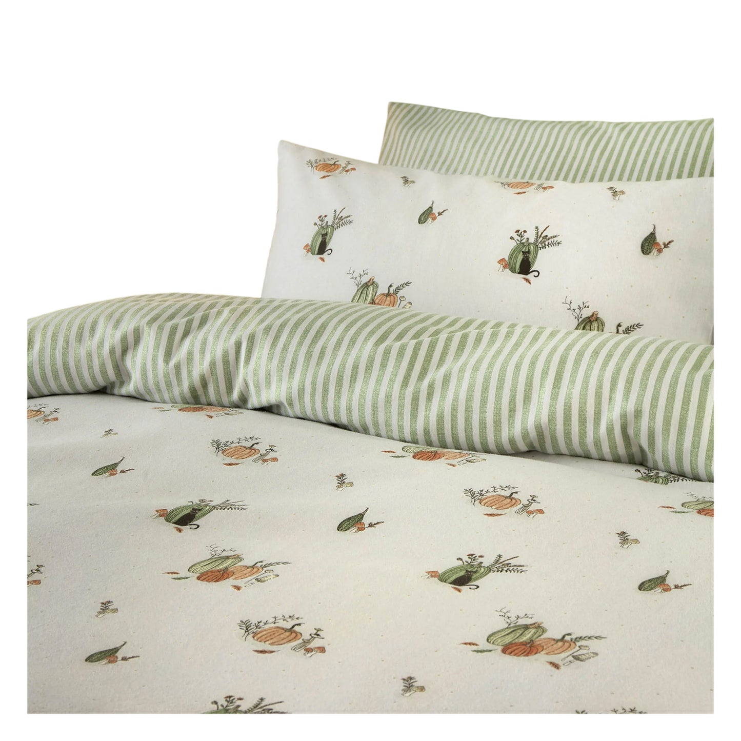 White - Back - Wylder Reversible Brushed Cotton Pumpkin Duvet Cover Set
