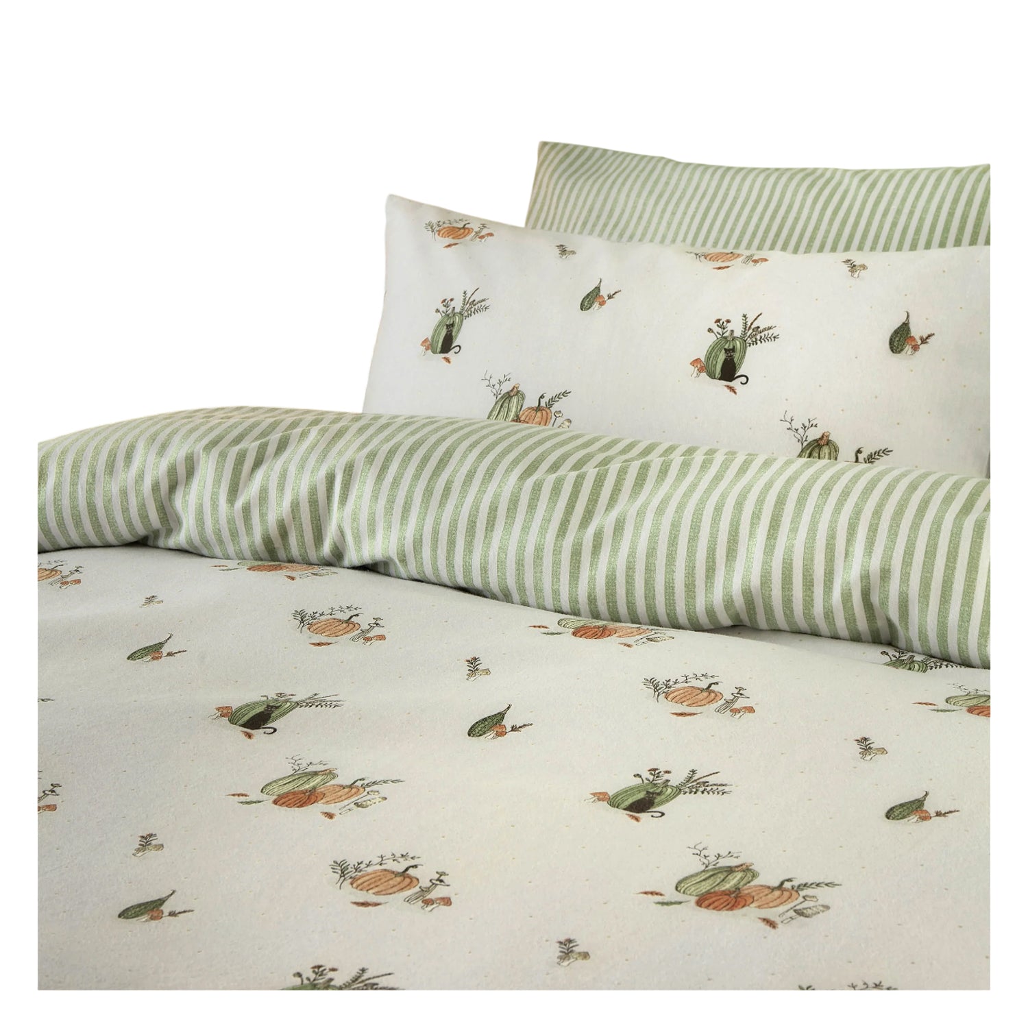 White - Back - Wylder Reversible Brushed Cotton Pumpkin Duvet Cover Set