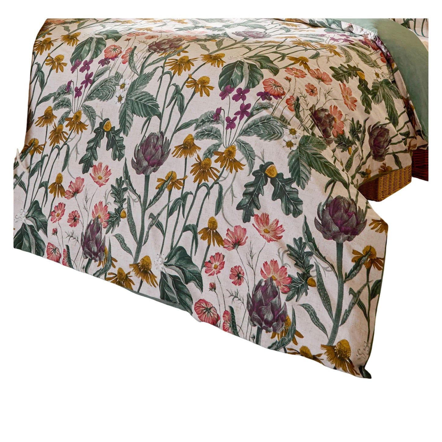 Oatmeal - Side - Wylder Florapedia Reversible Floral Duvet Cover Set