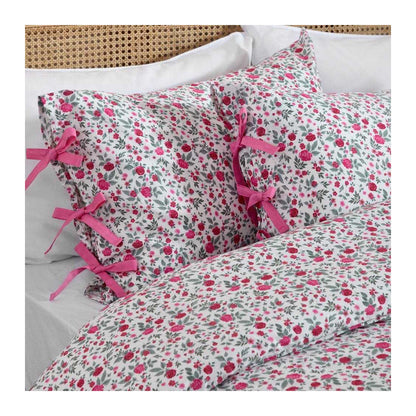 Pink - Side - Wylder Hannah Reversible Cotton Floral Duvet Cover Set