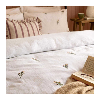 White-Pink - Side - Wylder Josephine Reversible Embroidered Duvet Cover Set