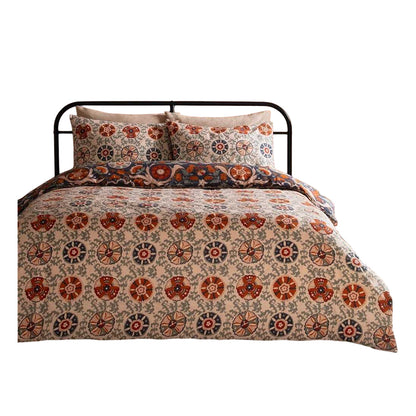 Denim Blue - Back - Furn Kinfolk Reversible Printed Duvet Cover Set