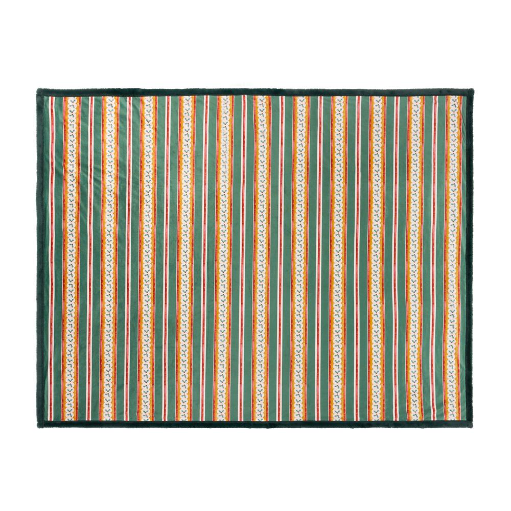 Emerald-Red - Back - Furn All Wrapped Up Velvet Striped Throw