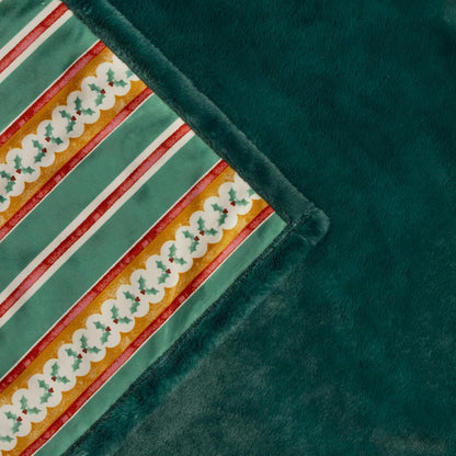 Emerald-Red - Side - Furn All Wrapped Up Velvet Striped Throw
