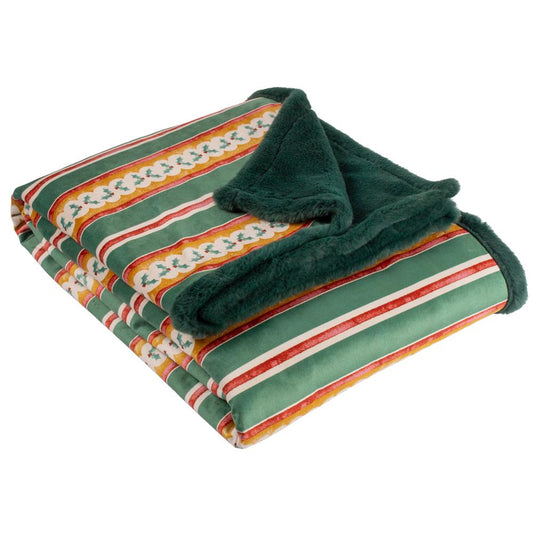 Emerald-Red - Front - Furn All Wrapped Up Velvet Striped Throw