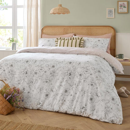 Natural - Side - Wylder Bella Reversible Floral Duvet Cover Set