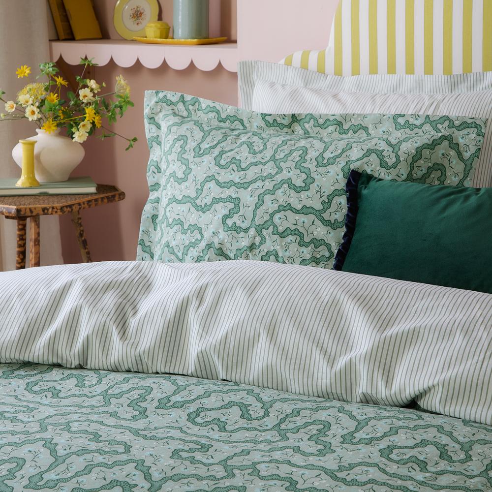 Tarragon - Pack Shot - Wylder Brianna Reversible Cotton Floral Duvet Cover Set