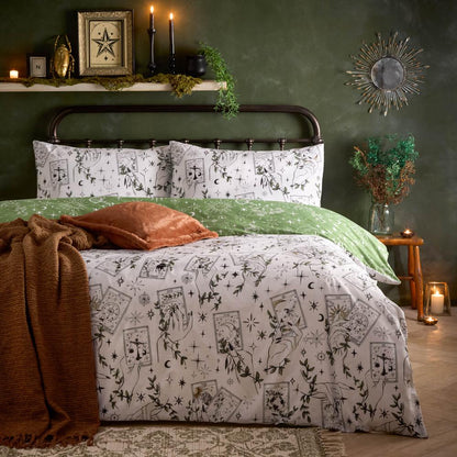Green - Back - Furn Celestial Stories Reversible Printed Duvet Cover Set