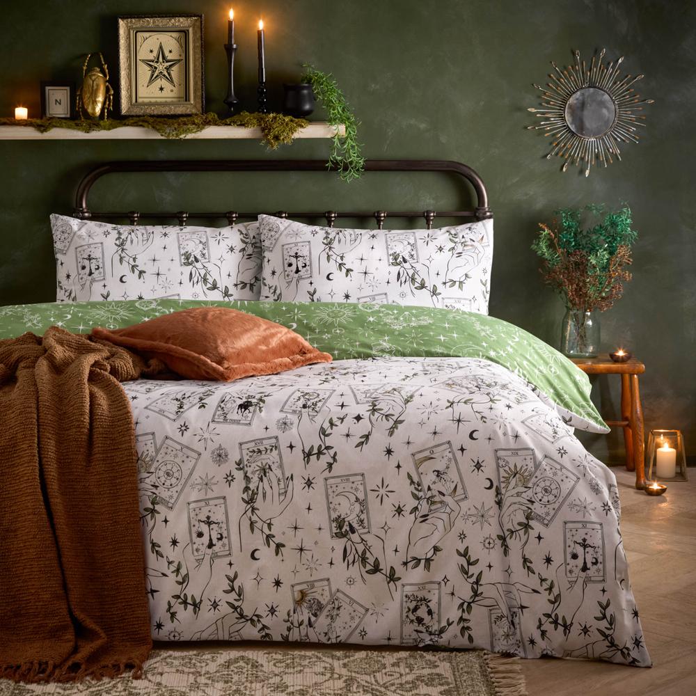 Green - Side - Furn Celestial Stories Reversible Printed Duvet Cover Set