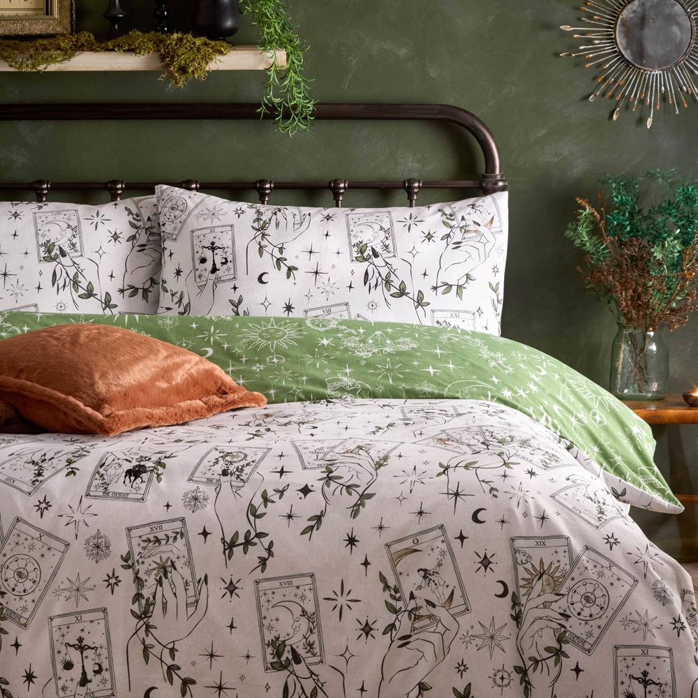 Green - Close up - Furn Celestial Stories Reversible Printed Duvet Cover Set