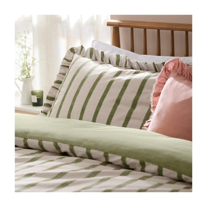 Olive - Back - Wylder Connie Ruffles Striped Duvet Cover Set