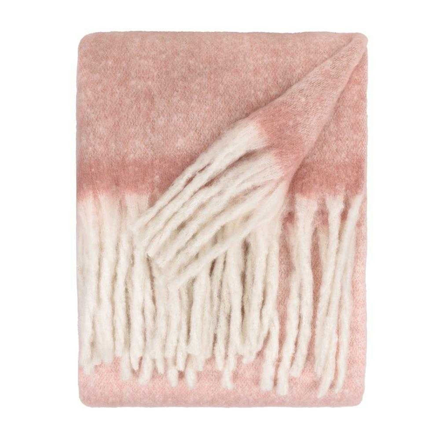 Pink - Back - Furn Woven Tassel Throw