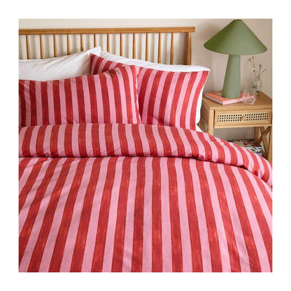 Pink-Red - Back - Furn Dualtone Reversible Striped Duvet Cover Set