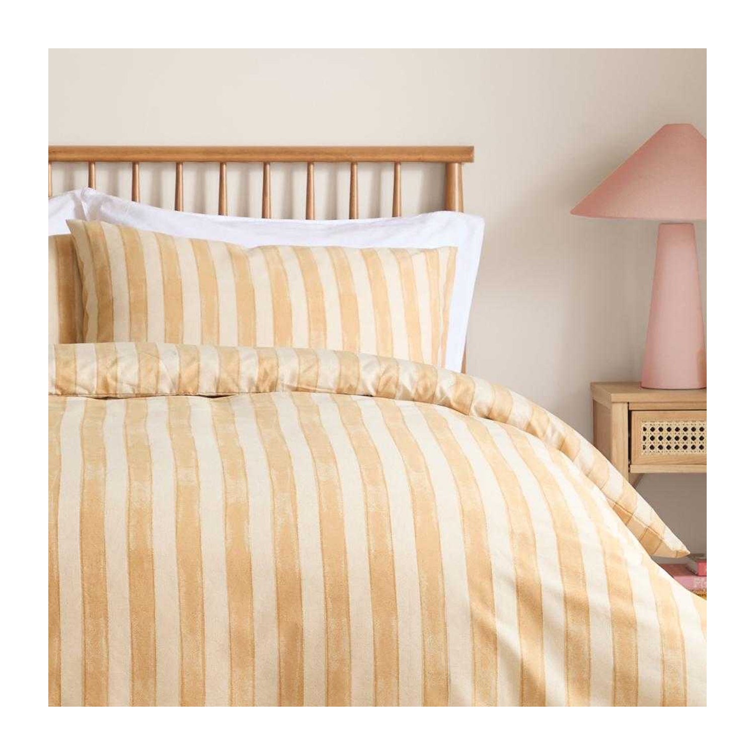 Yellow-Butter - Side - Furn Dualtone Reversible Striped Duvet Cover Set