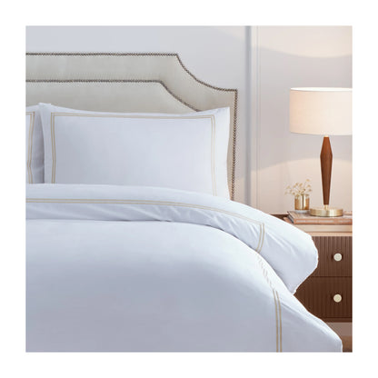 Champagne - Side - Paoletti Elara Reversible Cotton Embroidered Duvet Cover Set
