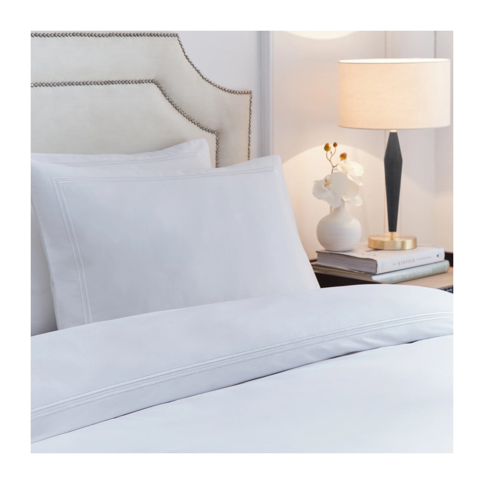 White - Back - Paoletti Elara Reversible Cotton Embroidered Duvet Cover Set