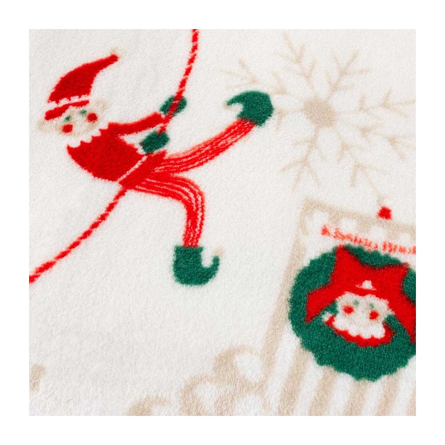 Cream-Mint - Side - Duvet Day Fleece Elf Christmas Throw
