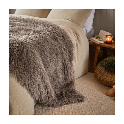 Mocha - Back - Furn Rowan Faux Fur Throw