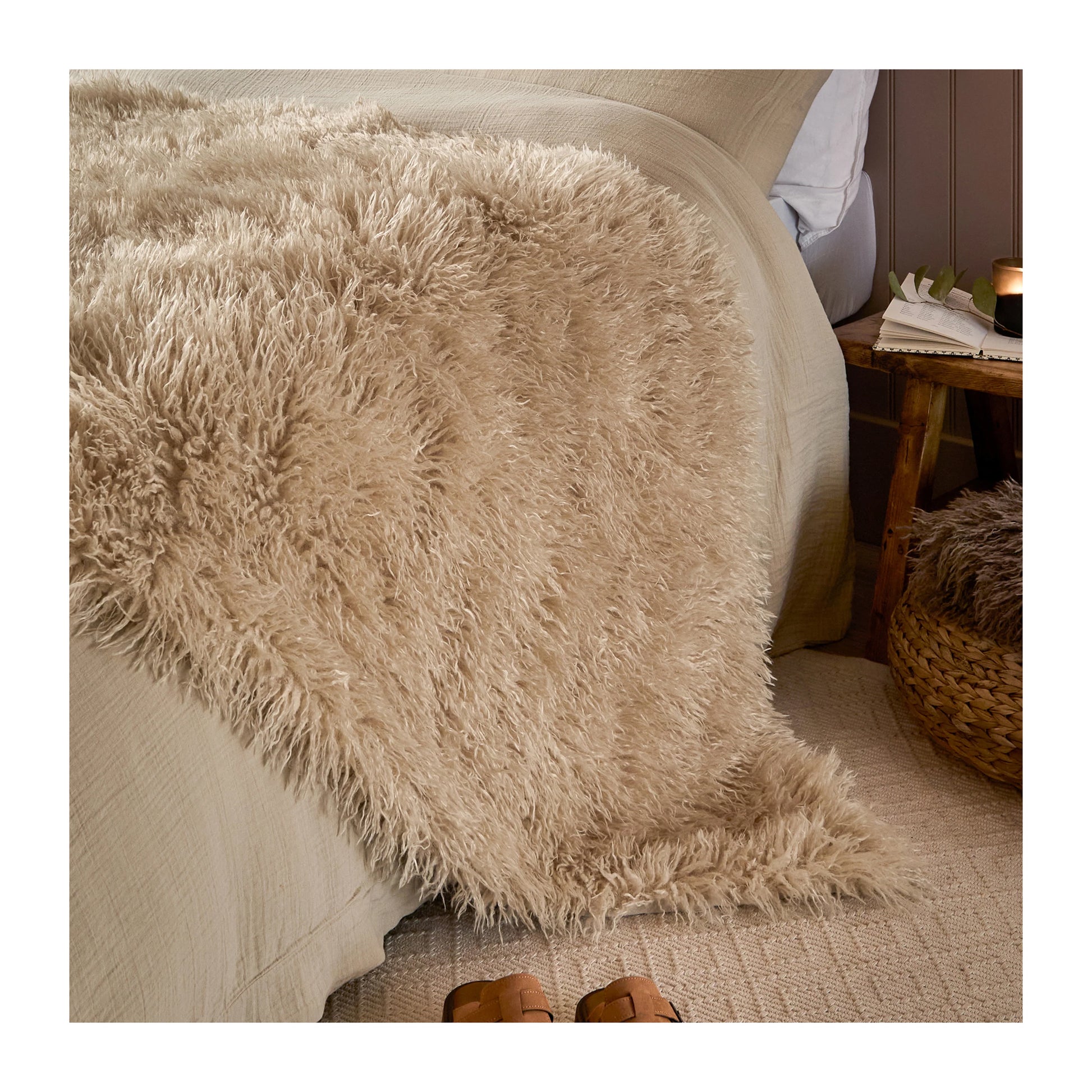 Natural - Back - Furn Rowan Faux Fur Throw