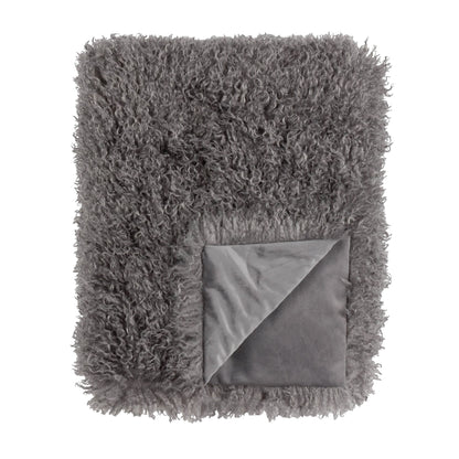 Grey - Front - Furn Rowan Faux Fur Throw