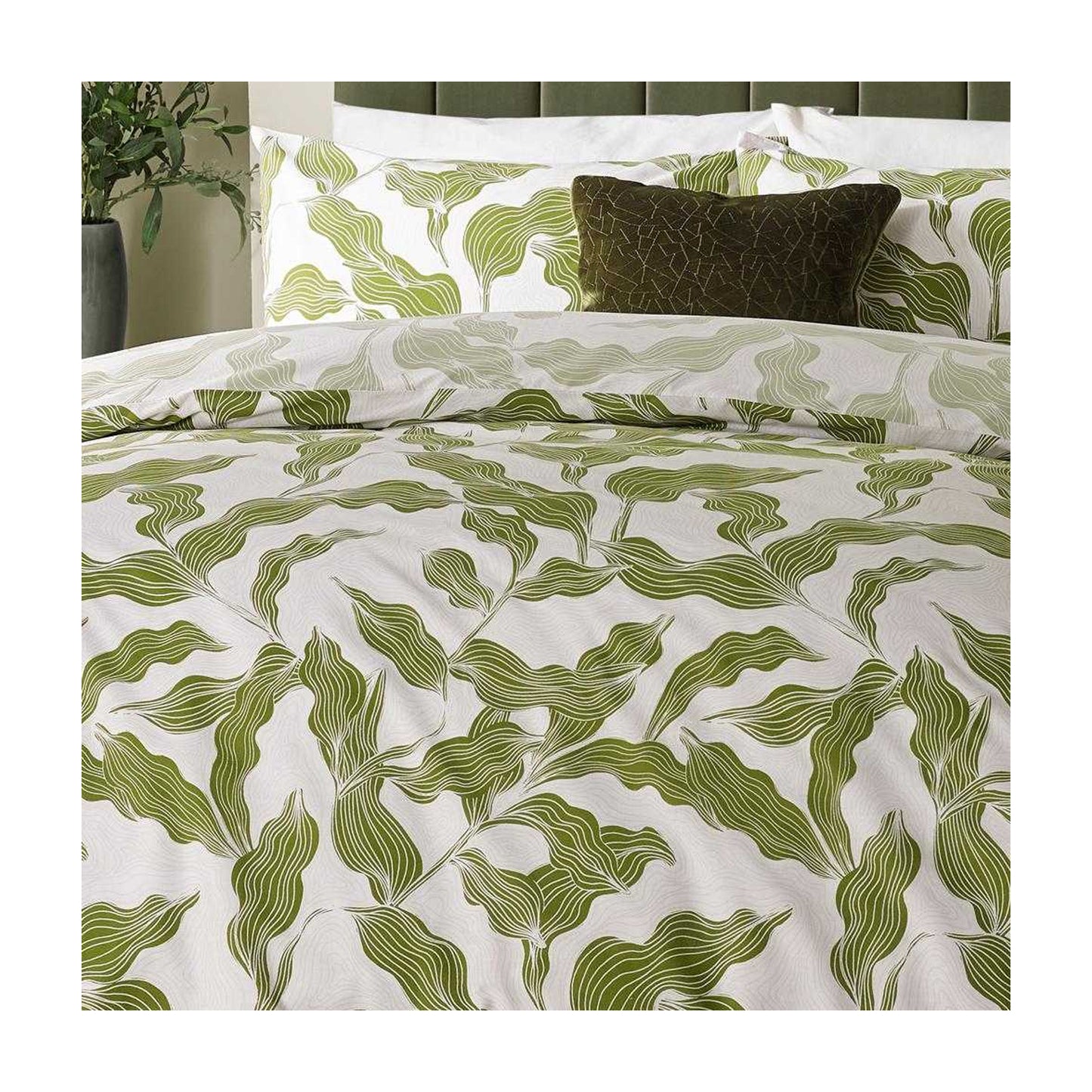 Olive - Back - Hoem Lauro Reversible Printed Duvet Cover Set