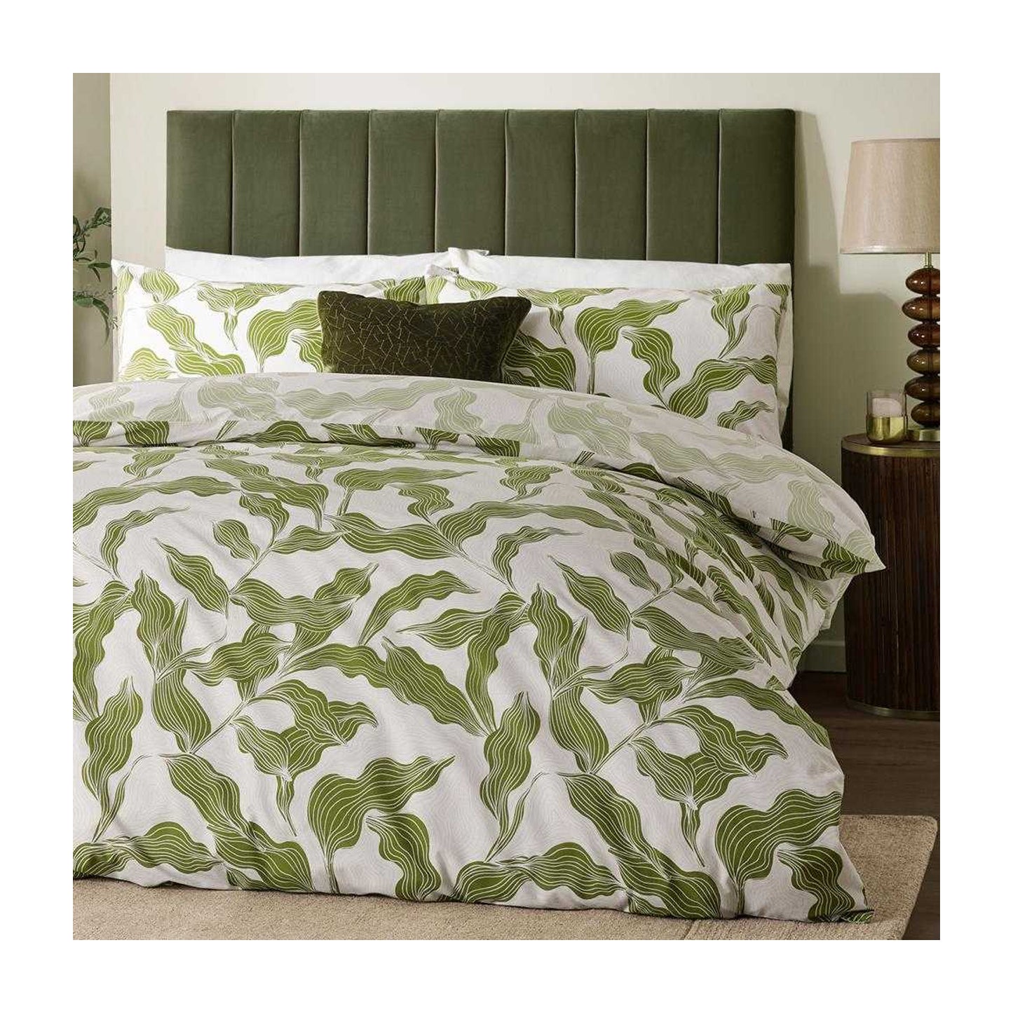Olive - Side - Hoem Lauro Reversible Printed Duvet Cover Set