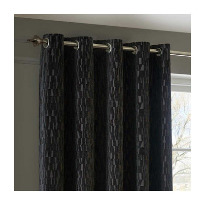 Charcoal - Back - Paoletti Manhattan Velvet Eyelet Curtains