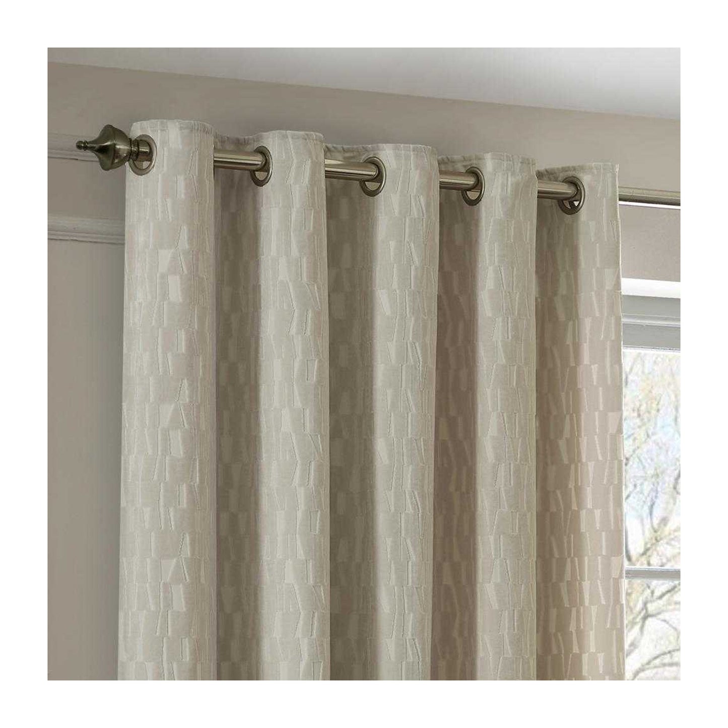 Ivory - Back - Paoletti Manhattan Velvet Eyelet Curtains
