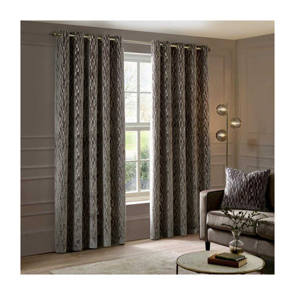 Mink - Front - Paoletti Manhattan Velvet Eyelet Curtains