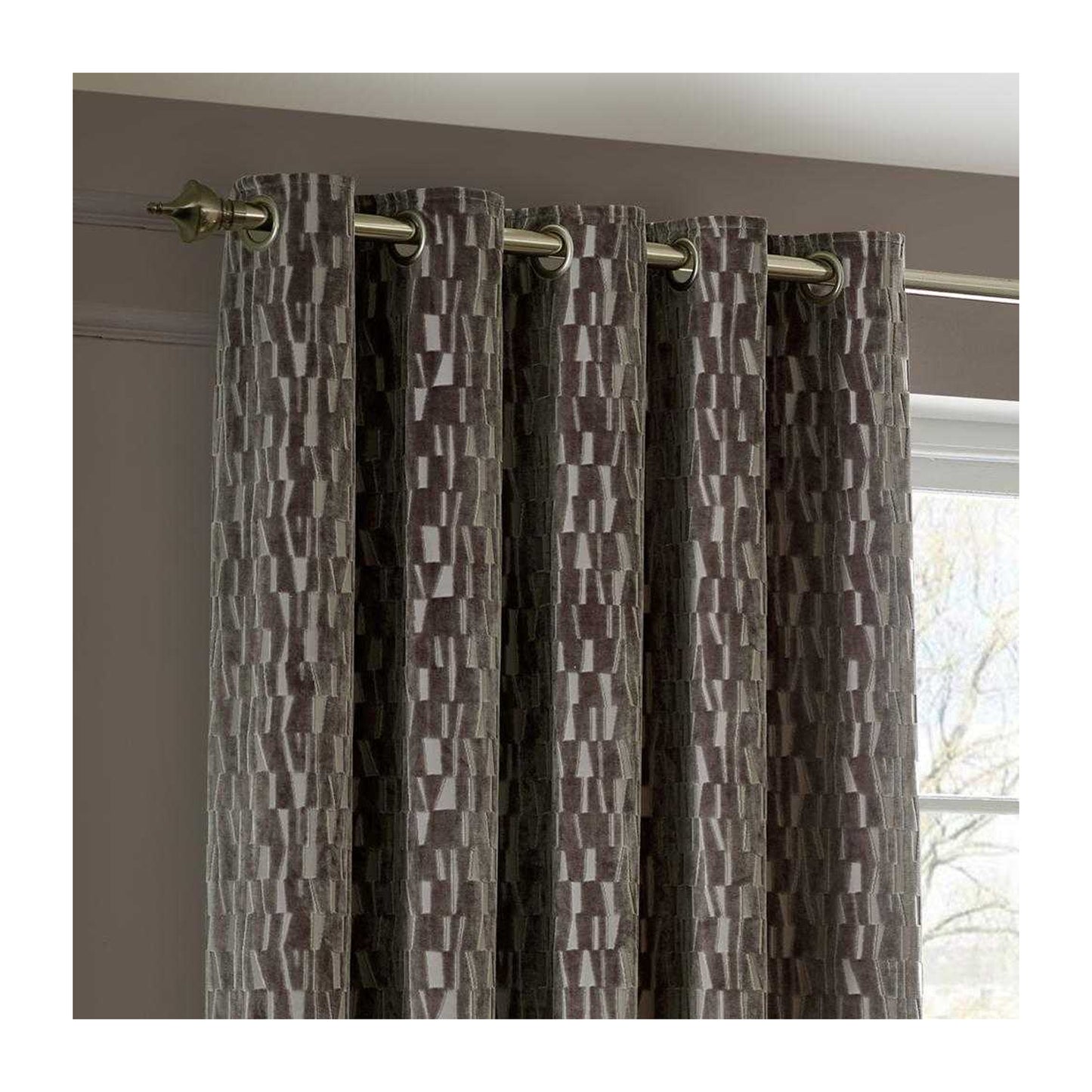 Mink - Back - Paoletti Manhattan Velvet Eyelet Curtains