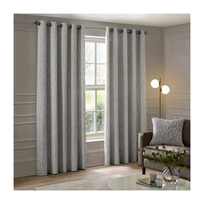 Silver - Front - Paoletti Manhattan Velvet Eyelet Curtains