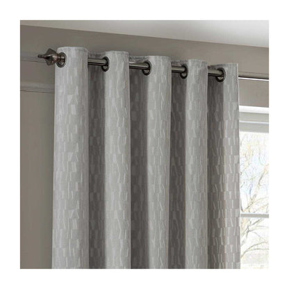 Silver - Back - Paoletti Manhattan Velvet Eyelet Curtains
