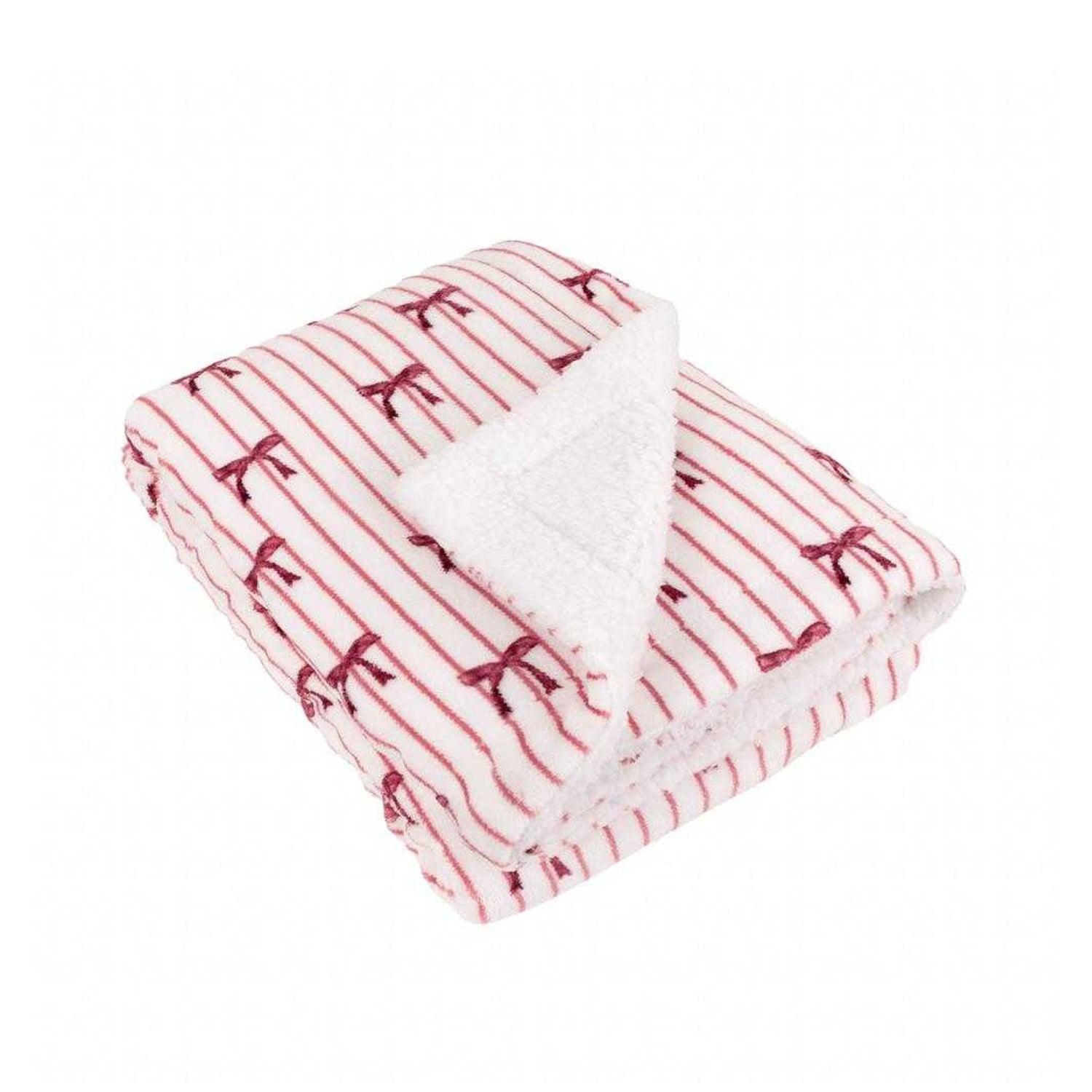 Silk Pink - Front - Furn Noortje Sherpa Fleece Bow Throw