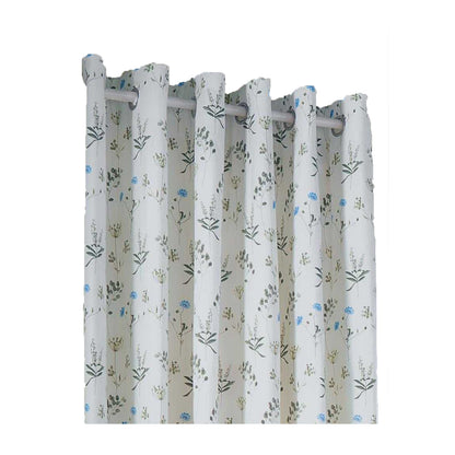 White-Cornflower - Front - Furn Lined Meadow Eyelet Curtains