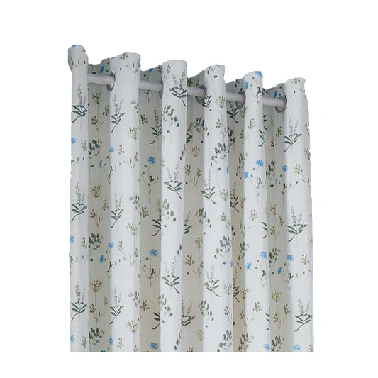 White-Cornflower - Front - Furn Lined Meadow Eyelet Curtains