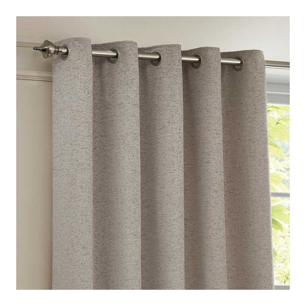 Silver - Back - Paoletti New Galaxy Chenille Eyelet Curtains