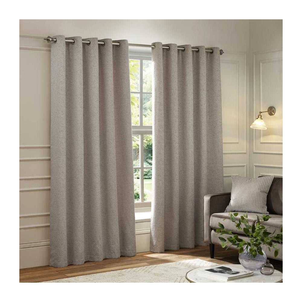 Silver - Side - Paoletti New Galaxy Chenille Eyelet Curtains