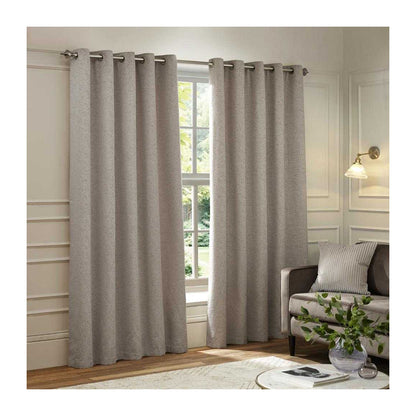 Silver - Side - Paoletti New Galaxy Chenille Eyelet Curtains
