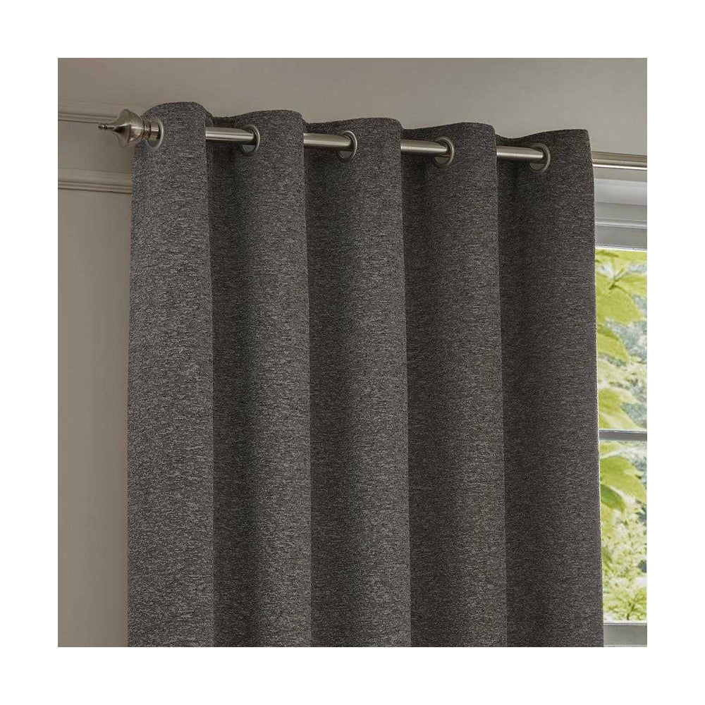 Charcoal - Back - Paoletti New Galaxy Chenille Eyelet Curtains