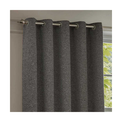 Charcoal - Back - Paoletti New Galaxy Chenille Eyelet Curtains