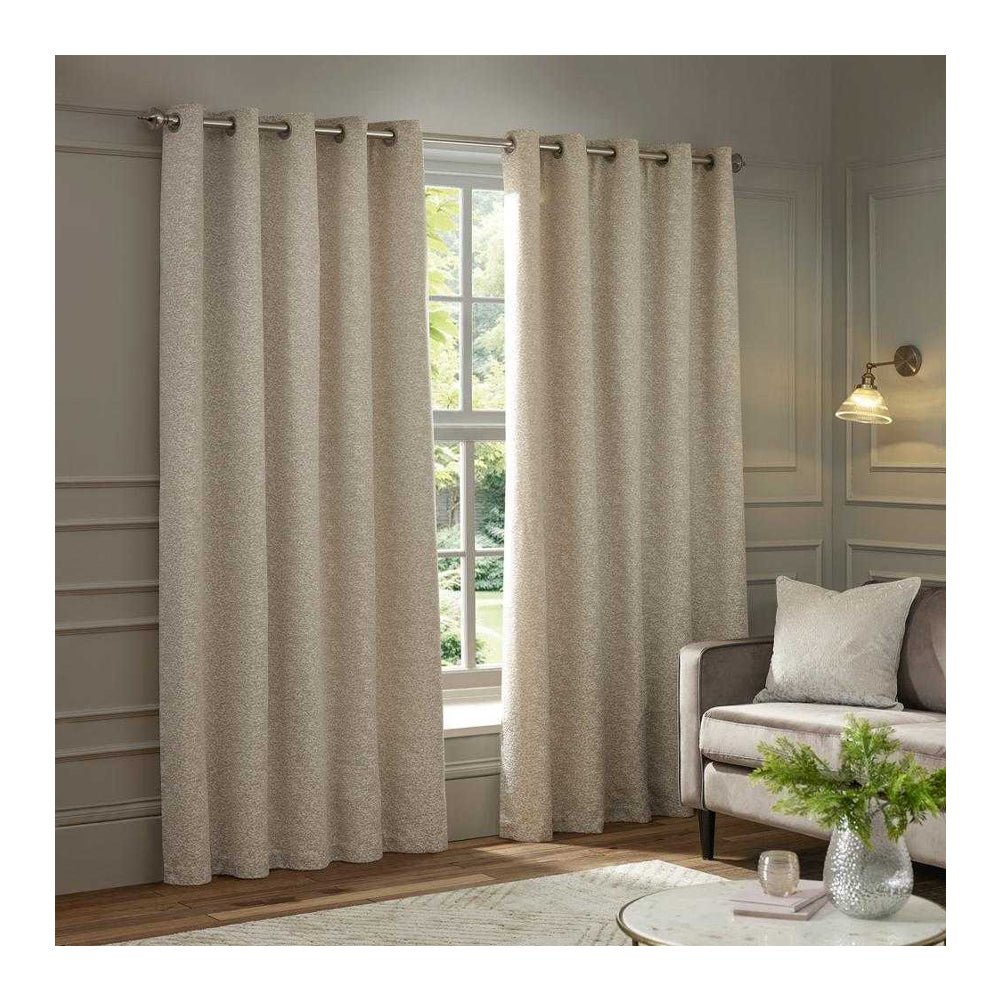 Ivory - Side - Paoletti New Galaxy Chenille Eyelet Curtains