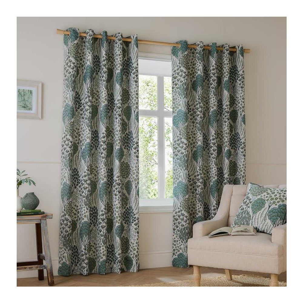 Thyme-Mineral - Side - Wylder Ophelia Jacquard Floral Eyelet Curtains